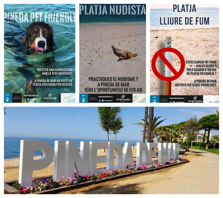 L'Ajuntament de Pineda fa campanya per potenciar la platja per a gossos, la platja nudista i la platja lliure de fum