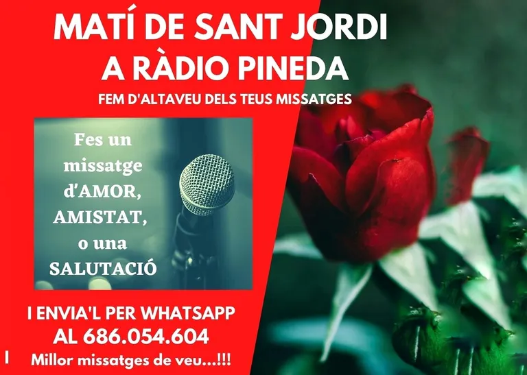 Sant Jordi amb Ràdio Pineda: els vostres missatges, connexions en directe i programa dedicat a les Dones Poetes de la Maresme