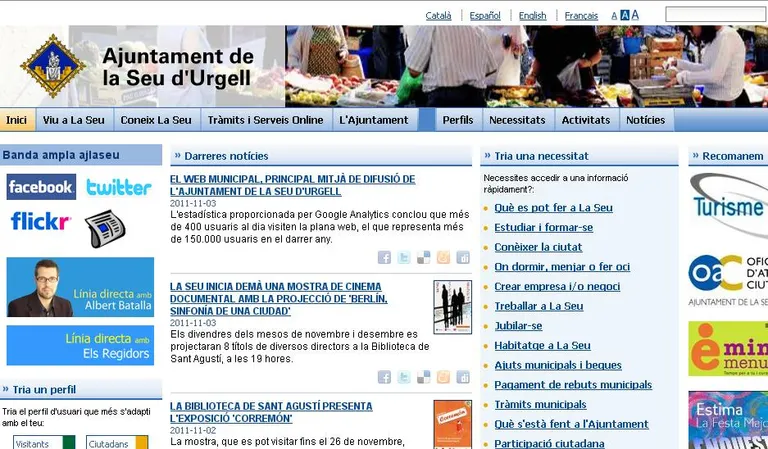 El web municipal, principal mitjà de difusió de l'Ajuntament de la Seu