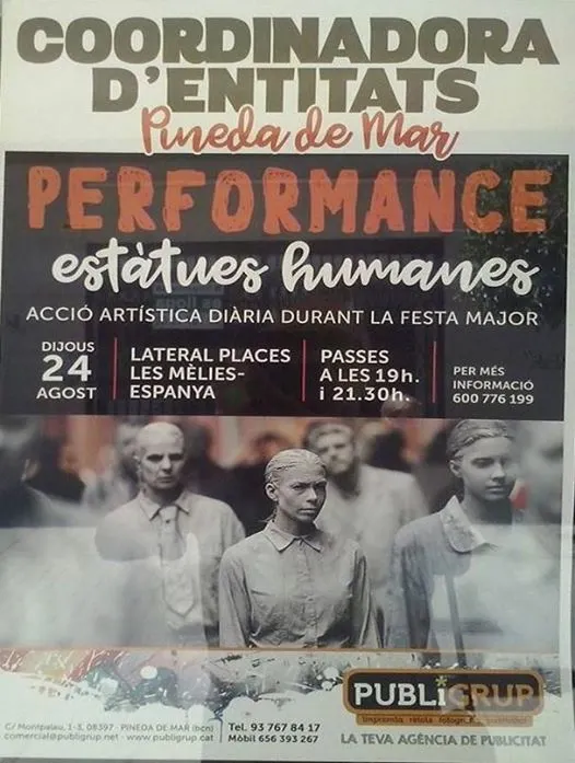 'Performance' d'estàtues humanes a Pineda