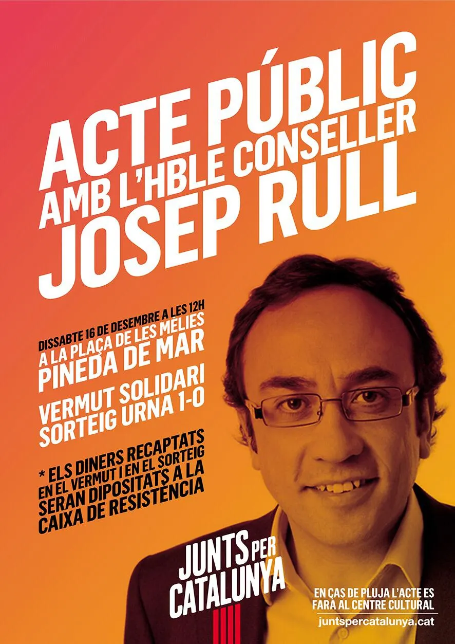 Junts per Catalunya anuncia un acte a Pineda amb Josep Rull