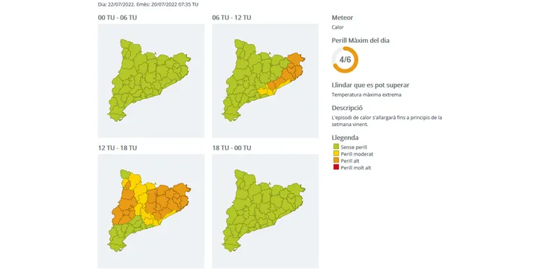 Protecció Civil manté en ALERTA el pla PROCICAT per una nova onada de calor a partir de divendres