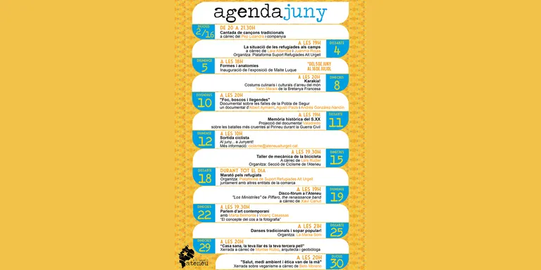 Nou programa d'activitats al mes de juny a l'Ateneu Alt Urgell