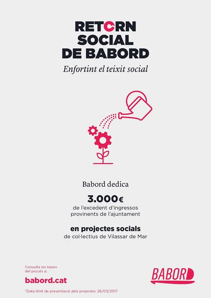 Babord porta a terme l’acció “Retorn social” per donar suport a projectes socials