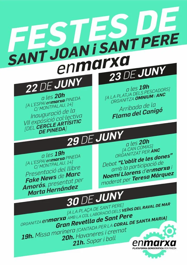 EnMarxa anuncia tot un seguit d'actes festius per Sant Joan i per Sant Pere