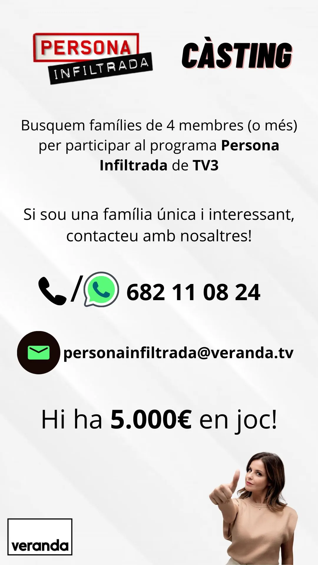 La productora del programa de TV3 "Persona infiltrada" busca famílies de Solsona
