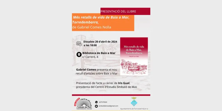 'Més retalls de vida a Baix a Mar, Torredembarra', el nou llibre de Gabriel Comes