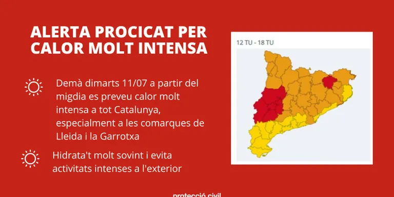 Protecció Civil activa l'ALERTA del pla PROCICAT per calor molt intensa