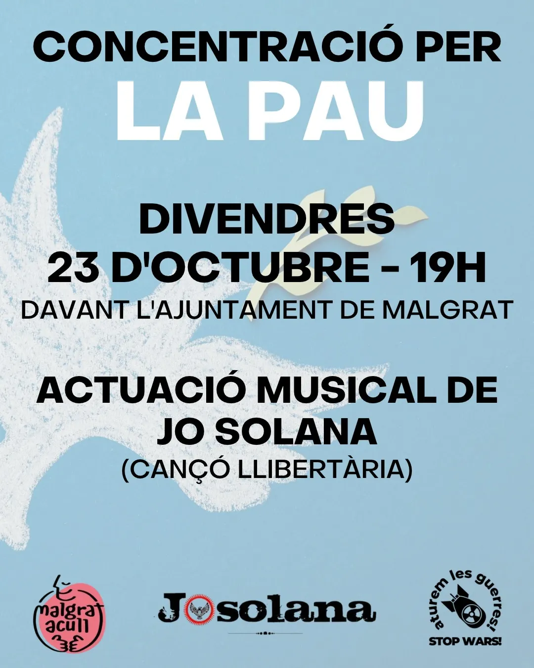Concentració per la Pau, avui davant de l’Ajuntament
