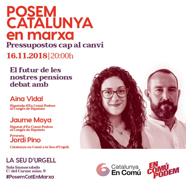 Xerrada de Catalunya en Comú-Podem a la Seu sobre el futur de les pensions
