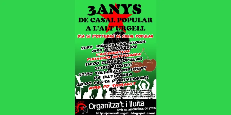 El Casal Popular Alt Urgell compleix tres anys
