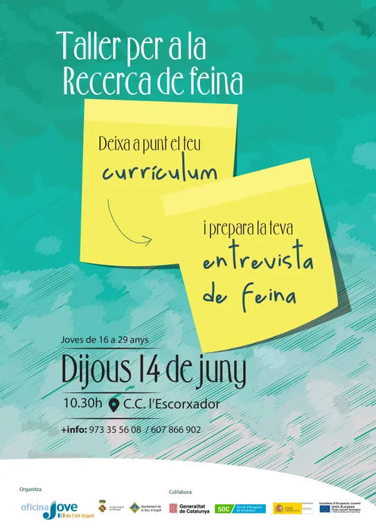 Taller de recerca de feina adreçat a joves de 16 a 29 anys