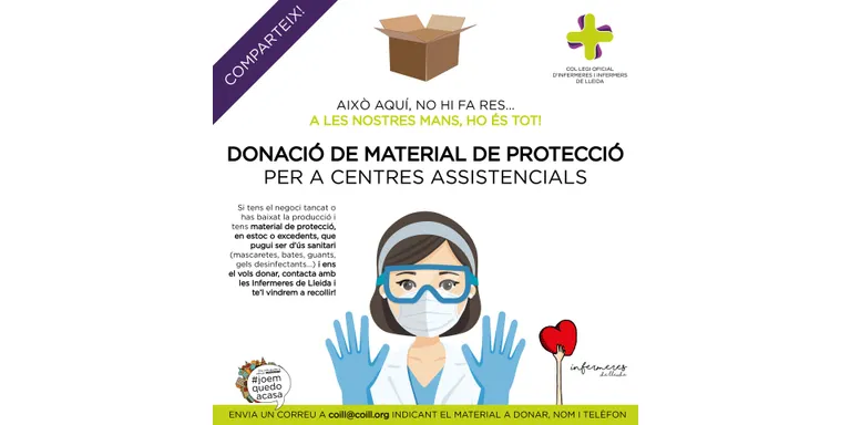 El Col·legi d’Infermeres de Lleida inicia una campanya per disposar de més material sanitari