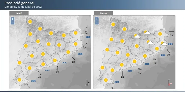 La previsió meteorològica d'aquest 13/07/2022
