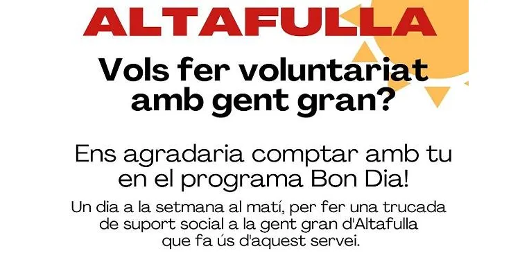 El servei ‘Bon dia’ d’atenció a la gent gran d’Altafulla busca voluntaris