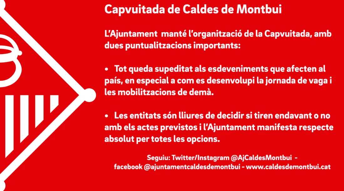 L'Ajuntament fa un comunicat sobre els actes de la Capvuitada d'aquest cap de setmana