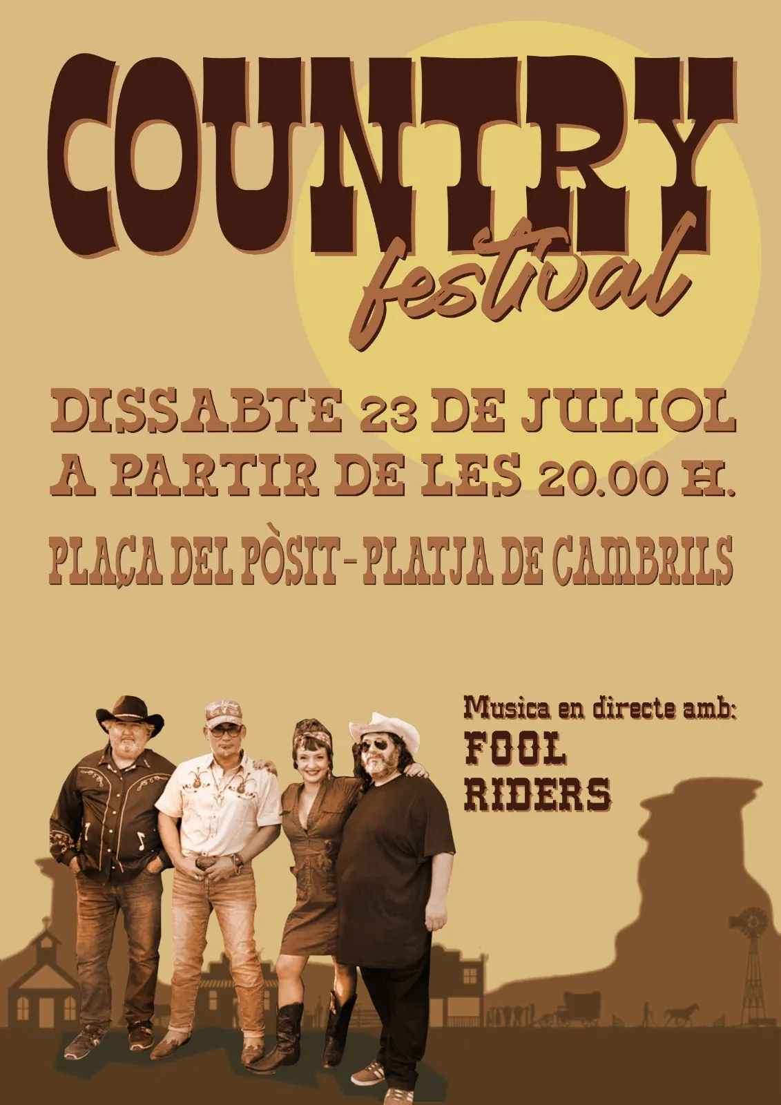 La plaça del Pòsit serà l’escenari aquest dissabte d’un Festival Country amb els Fool Riders