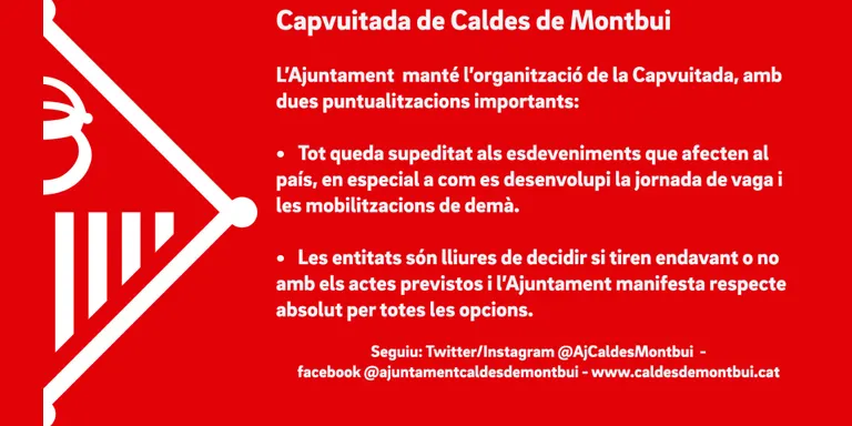 L'Ajuntament fa un comunicat sobre els actes de la Capvuitada d'aquest cap de setmana