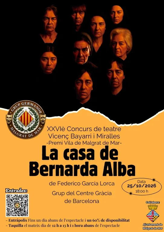 “La casa de Bernarda Alba” dona el tret de sortida a les representacions del XXVI Concurs de teatre Vicenç Bayarri i Miralles