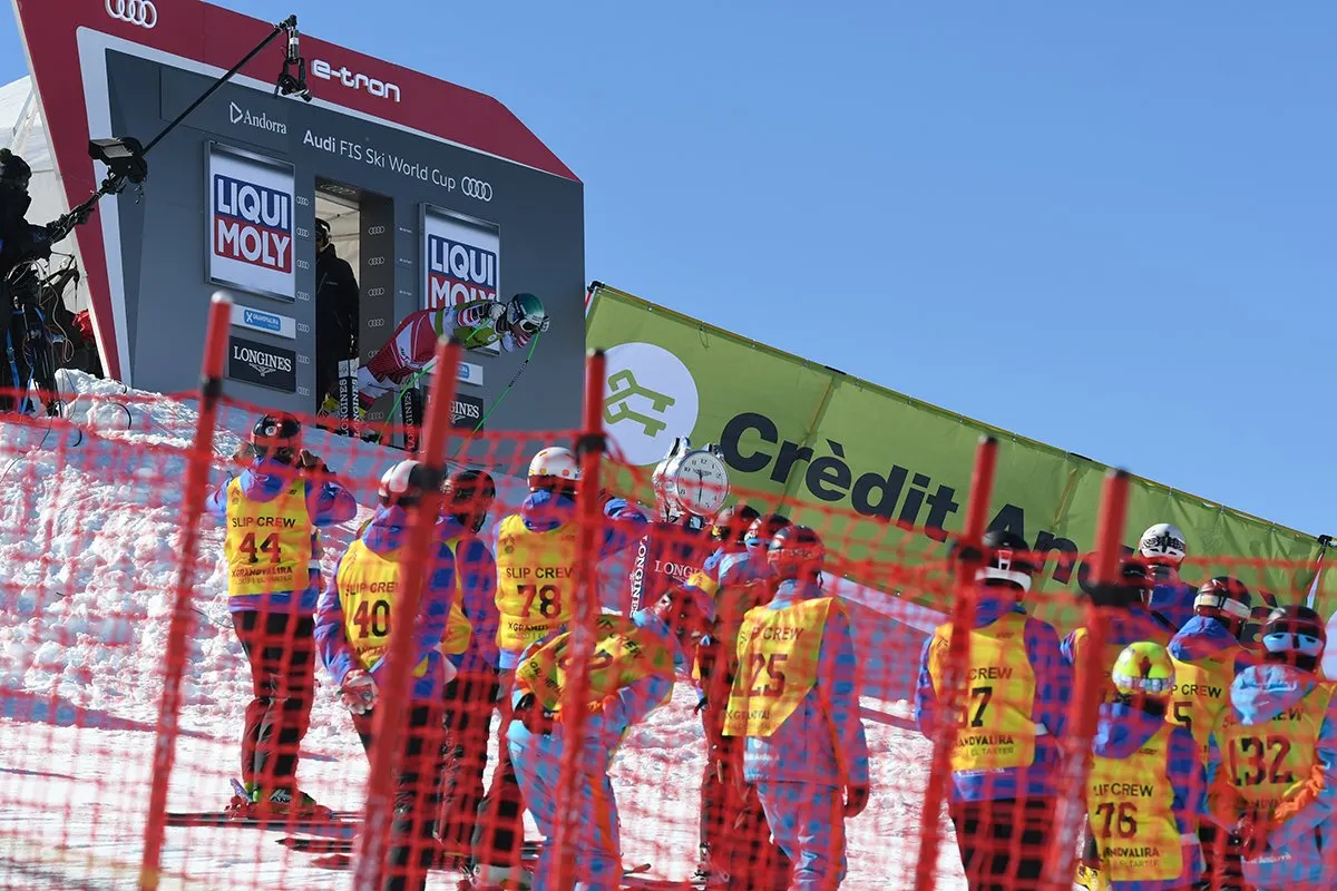 Portilló de sortida de la Copa del Món d'esquí alpí (Foto: Oriol Molas/Grandvalira)