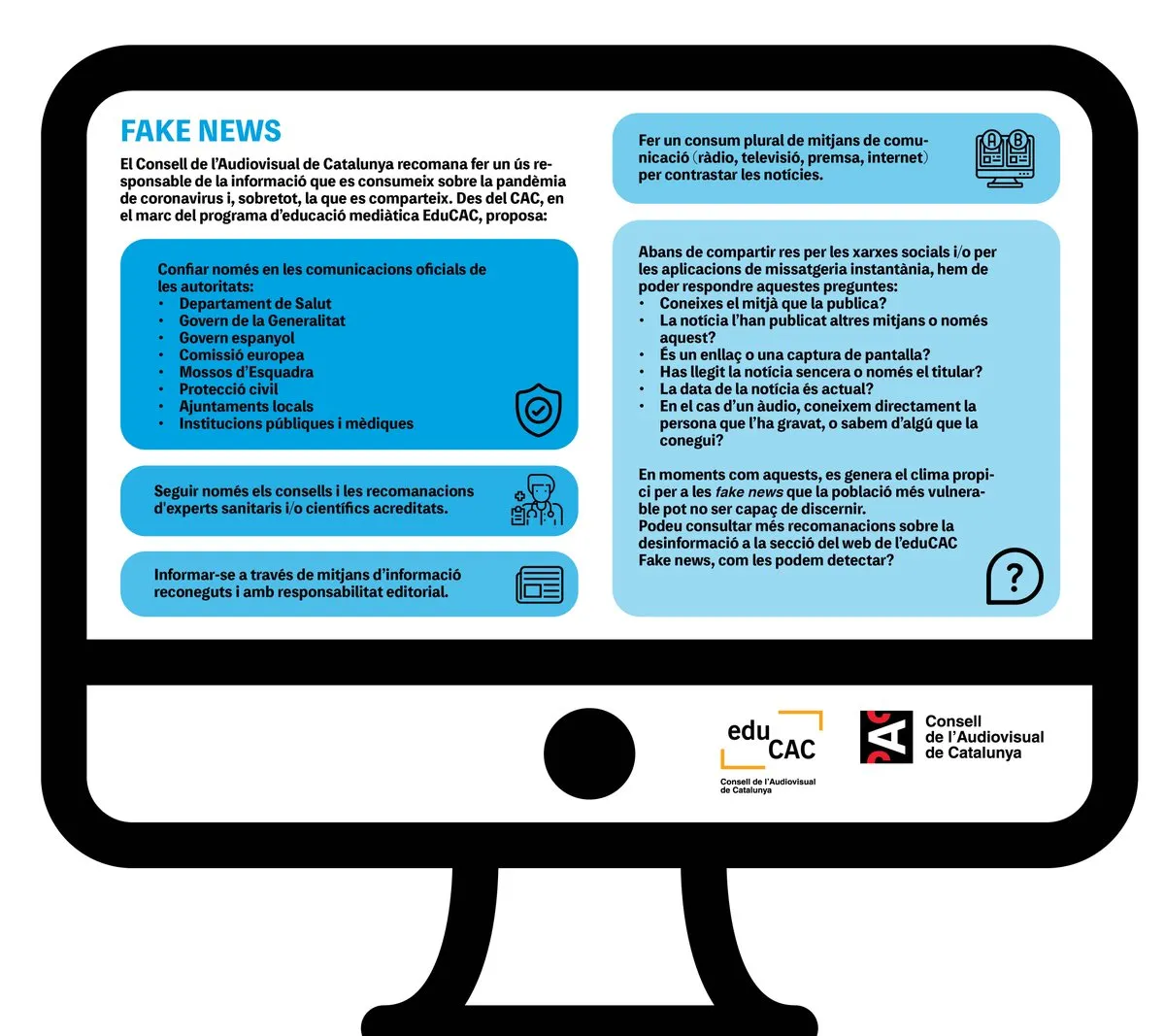 Decàleg del Consell de l'Audiovisual de Catalunya per la cura amb la desinformació al voltant del Covid-19