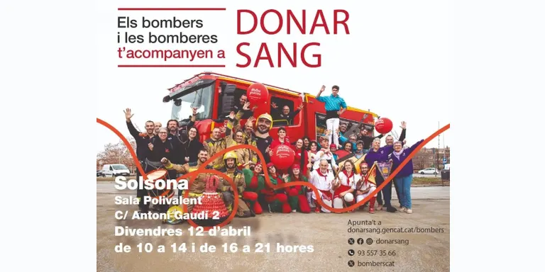La campanya "Els bombers i les bomberes t'acompanyen a donar sang" torna a Solsona per cinquè any consecutiu