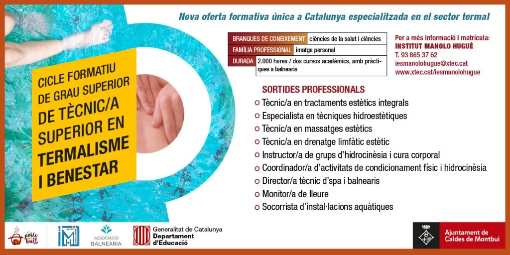 El CFGS en Termalisme i Benestar ha començat amb 11 alumnes i encara té places disponibles