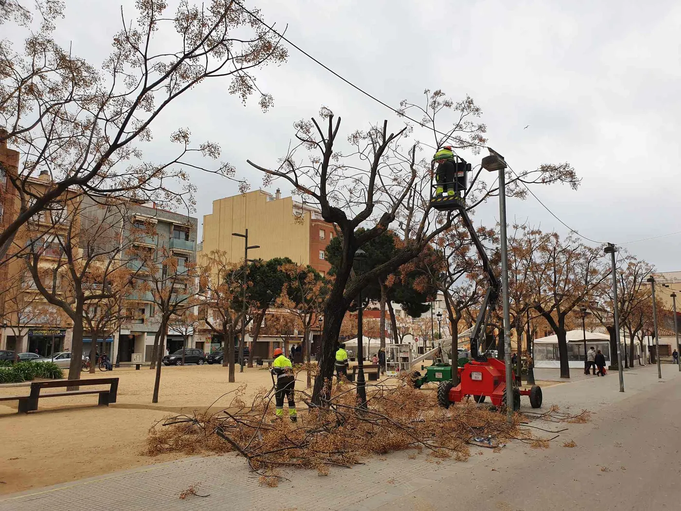 Esporgues de seguretat a la plaça de les Mèlies