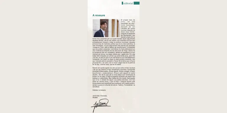 Jordi Solé, el fins ara alcalde de Caldes, s'acomiada aquests dies del seu càrrec i ho fa amb dues conferències de balanç del seu mandat de 12 anys al capdavant del consistori municipal