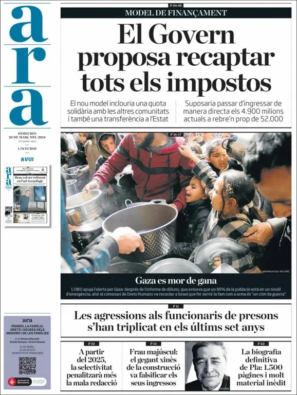 Cop d'ull als diaris d'aquest dimecres 20 de març