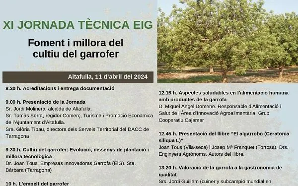 La indústria i el cultiu de la garrofa es donen cita a Altafulla en una jornada tècnica aquest dijous