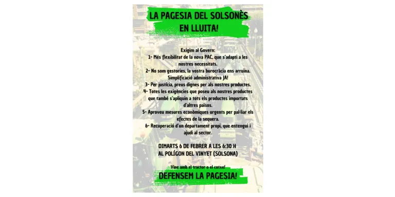 La pagesia del Solsonès se suma a les mobilitzacions d'arreu d'Europa