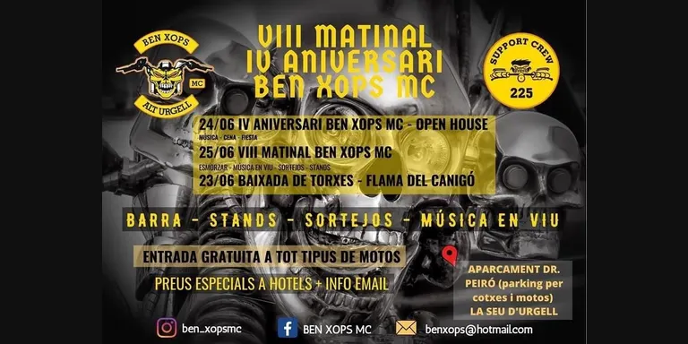 El Moto Club Ben Xops Alt Urgell celebra la vuitena Matinal Motera a la Seu d’Urgell