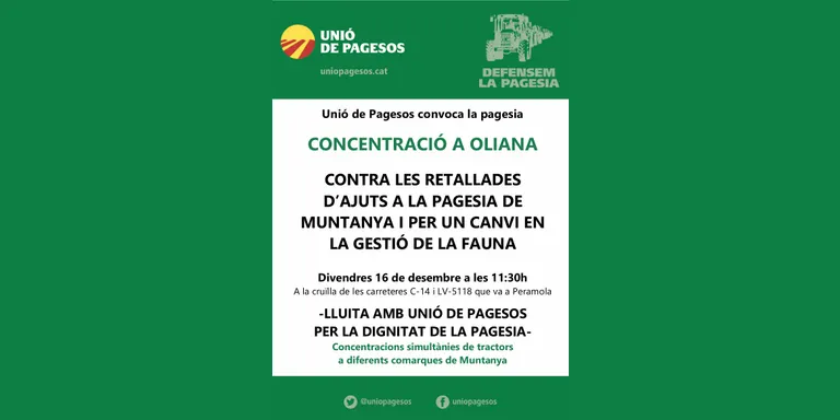 UP es mobilitza a Oliana per la ramaderia de muntanya i contra l'augment de fauna salvatge