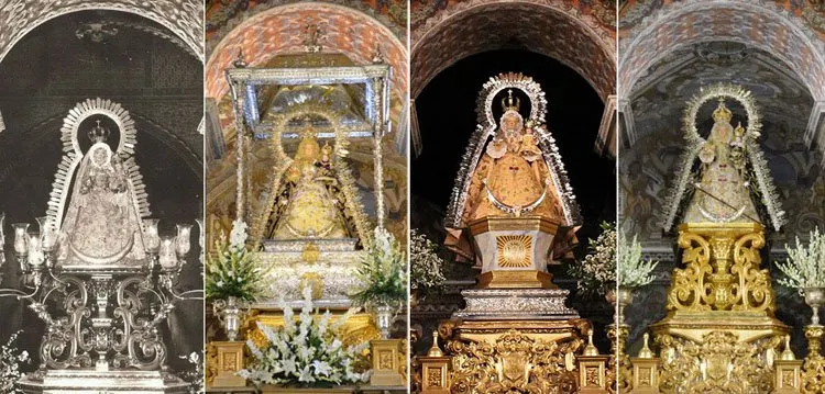 La Virgen de Consolación reestrena la peana de su camarín tras recuperarse las piezas de la mesa del altar del santuario