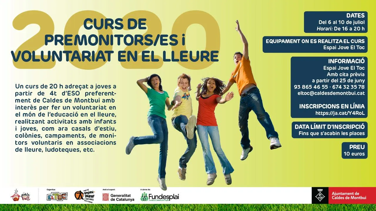 El Toc acollirà el curs de premonitors/es la primera setmana de juliol