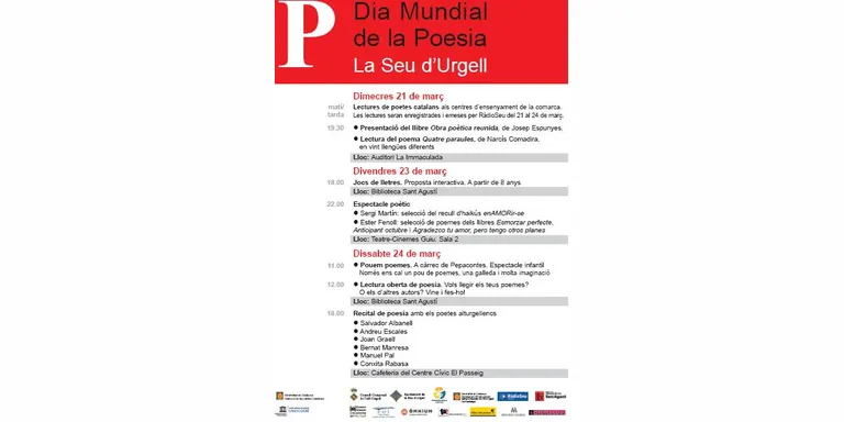 La Seu d'Urgell celebra el Dia Mundial de la Poesia