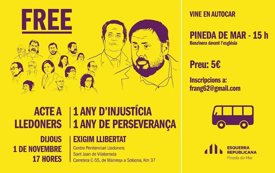 ERC organitza un autocar per anar la presó de Lledoners