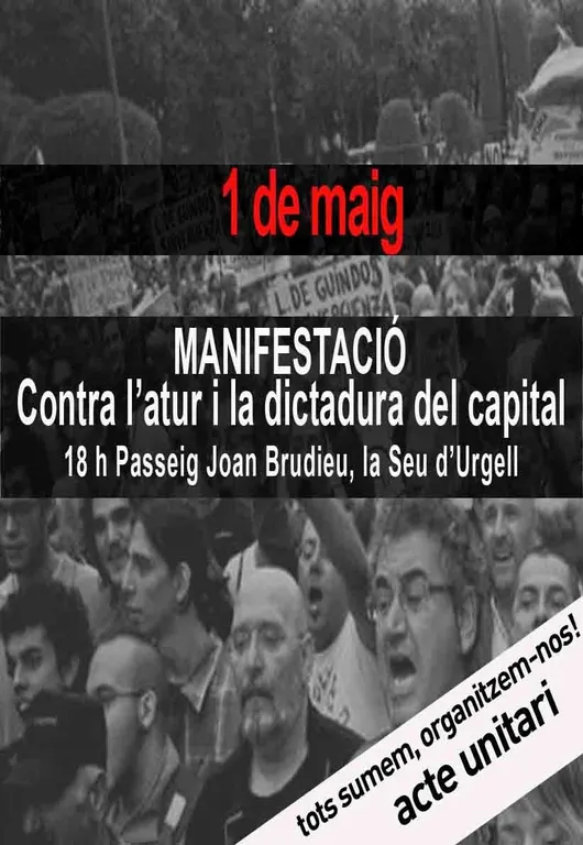 Arran i Endavant-OSAN Alt Urgell donen suport a la manifestació de l'1 de maig a la Seu