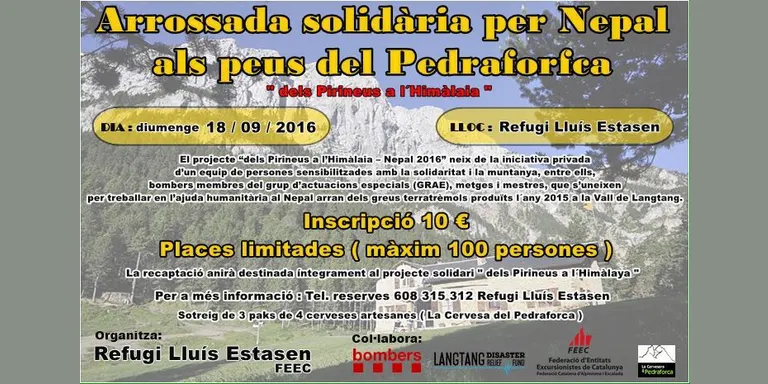Arrossada solidària a favor del projecte 'Dels Pirineus a l'Himàlaia - Nepal 2016'