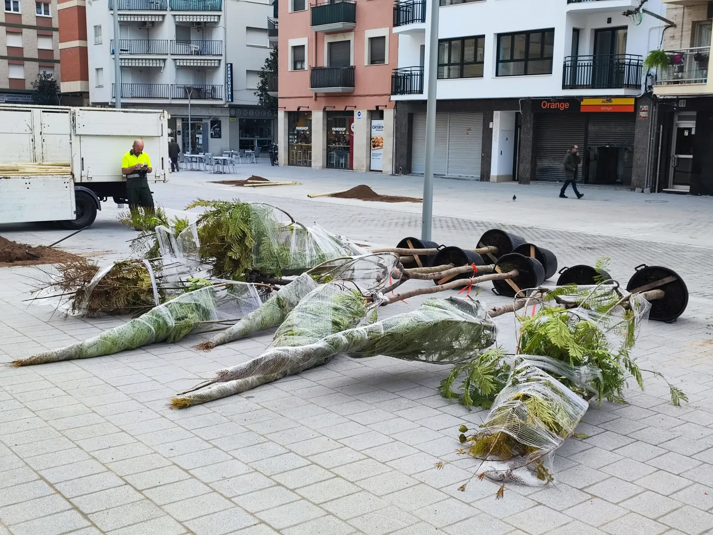 Les obres de la Rambla Jaume I encaren la seva recta final amb la plantació d’arbres a la Plaça d’Aragó