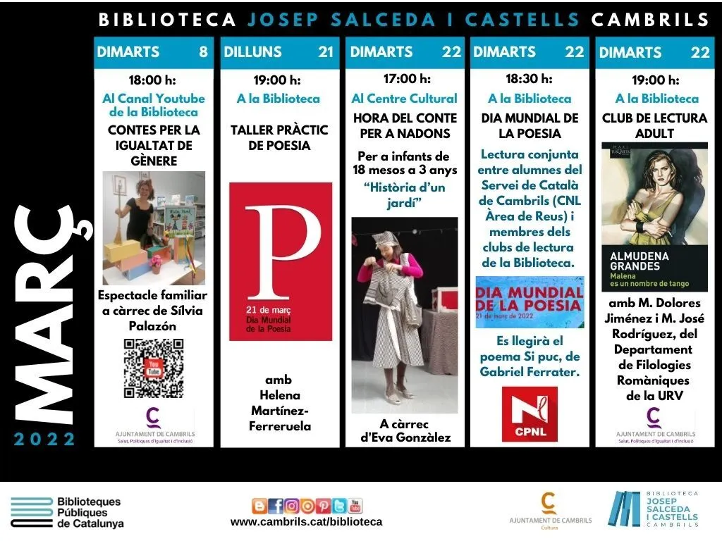 La poesia i la igualtat seran les protagonistes del març a la Biblioteca Josep Salceda i Castells