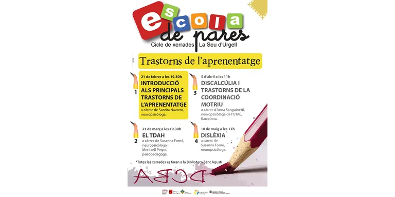L'Escola de Pares inicia un cicle de xerrades dedicades als trastorns d'aprenentatge