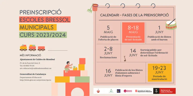 Les escoles bressol municipals mantenen l’oferta de 176 places del curs passat
