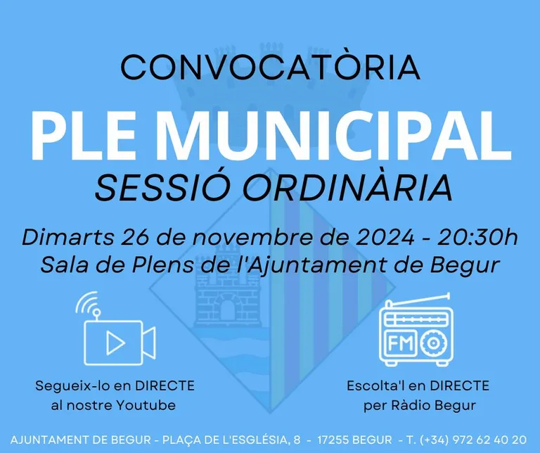 26 de novembre: Ple Municipal Ordinari