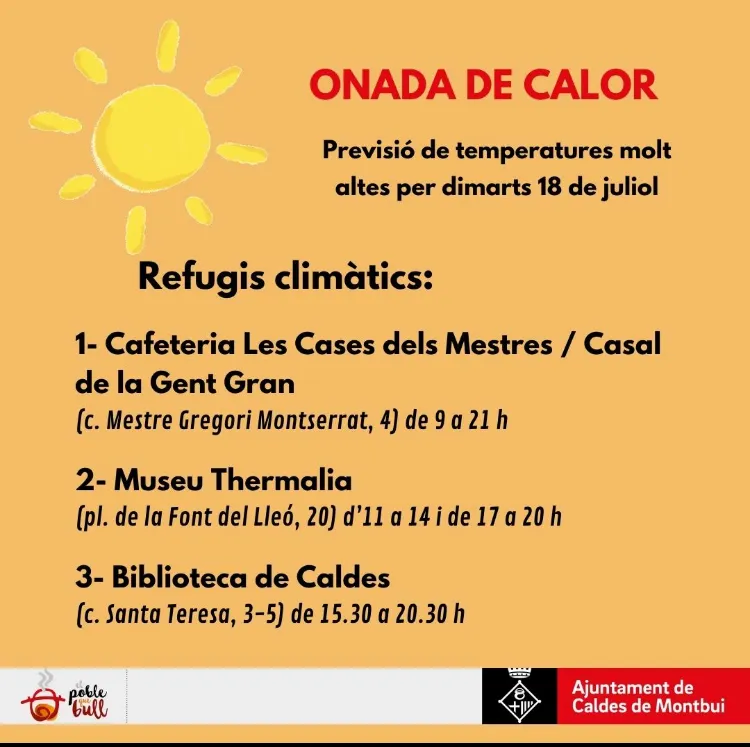 L'Ajuntament habilita 'refugis climàtics' a tres espais públics per fer front a l'onada de calor