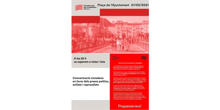 El Consell Local per la República convoca una concentració ciutadana en favor dels presos polítics, exiliats i represaliats