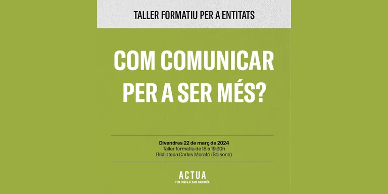 L'Actua de l'Arada programa un taller de comunicació per a entitats