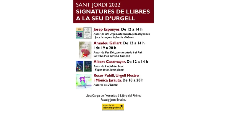 Escriptors de l'Alt Urgell signaran els seus llibres a l'estand a la Seu de l'Associació Llibre del Pirineu