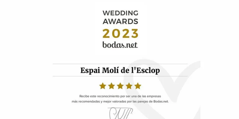 L’espai de casaments del Molí de l’Esclop, premiat als Wedding Awards